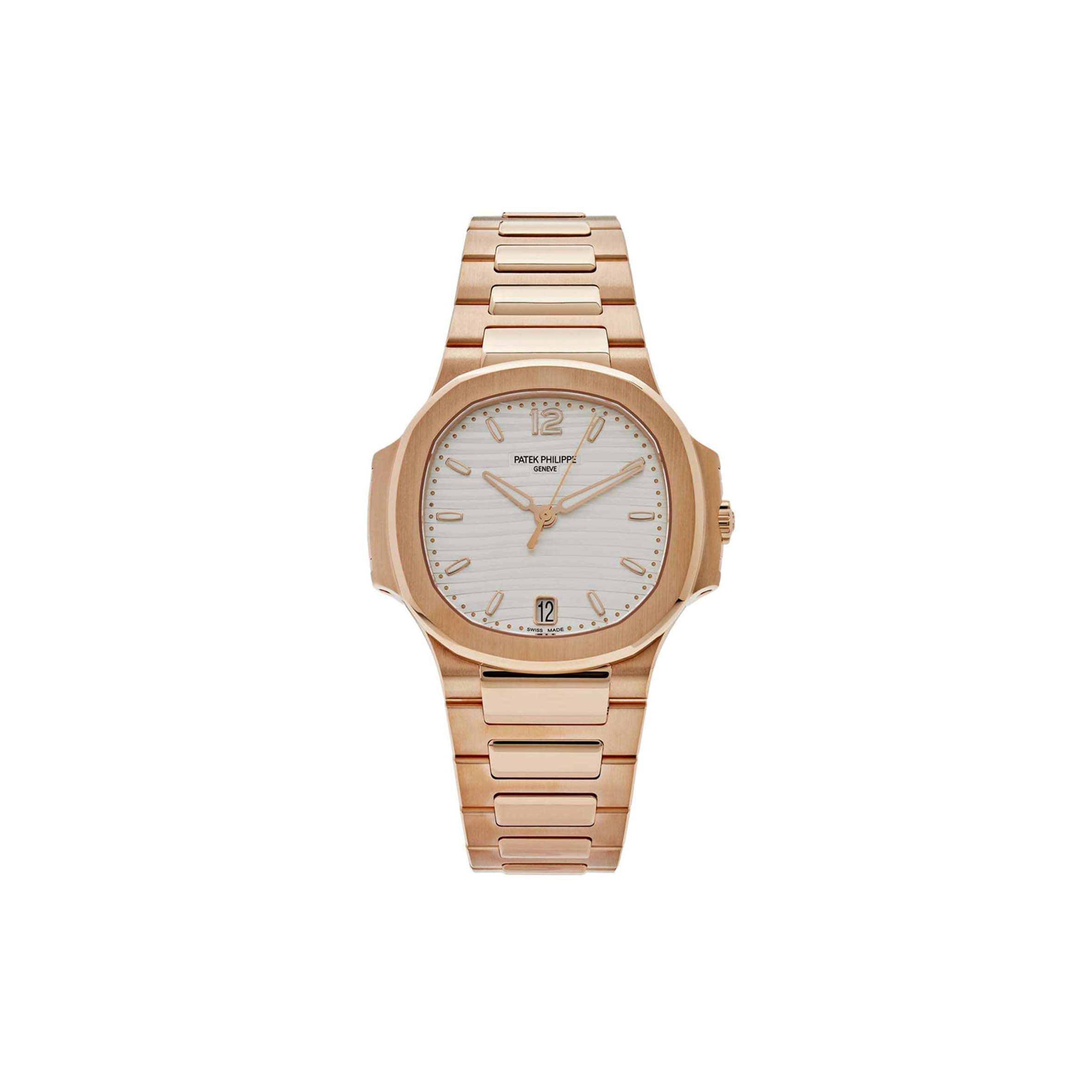 PATEK PHILIPPE NAUTILUS 'LADIES' AUTOMATIC ROSE GOLD SILVERY OPALINE DIAL 36MM WATCH 7118/1R-001